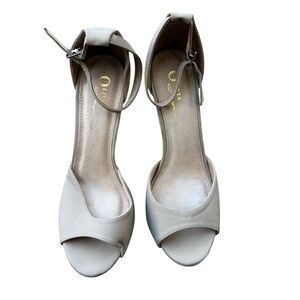 Women's Cream Ankle Strap Heels